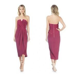Yumi Kim Glamour Night MIDI Dress Silk Burgundy Size XS NWT! Retail $268